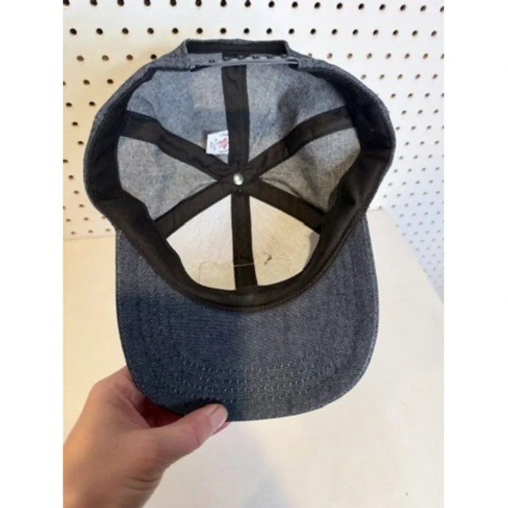 Hand-Eye Supply | Denim Trucker Hat Blue Orange Patch Snapback Made in USA Cap